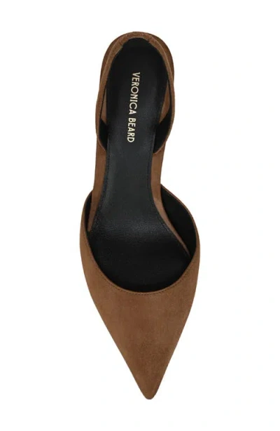 Veronica Beard Caroline Slingback Pointed Toe Kitten Heel Pump In Brown