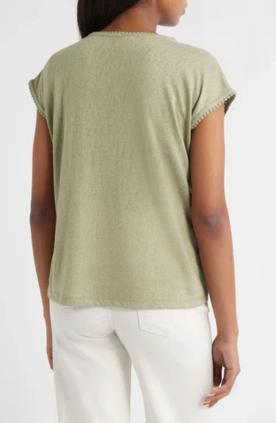 Bobeau Caty Embroidered Eyelet Tank In Green