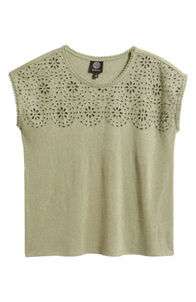 Bobeau Caty Embroidered Eyelet Tank In Green