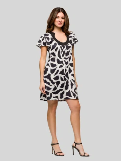 24seven Comfort Apparel Maternity Black And White Short Sleeve Scoop Neck Mini Dress