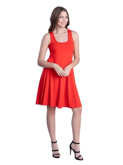 24seven Comfort Apparel Sleeveless A-line Fit And Flare Skater Dress In Red