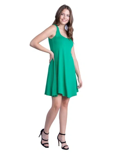24seven Comfort Apparel Sleeveless A-line Fit And Flare Skater Dress In Green