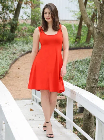24seven Comfort Apparel Sleeveless A-line Fit And Flare Skater Dress In Red
