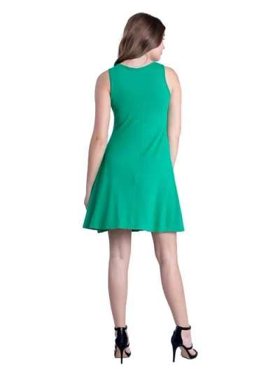 24seven Comfort Apparel Sleeveless A-line Fit And Flare Skater Dress In Green