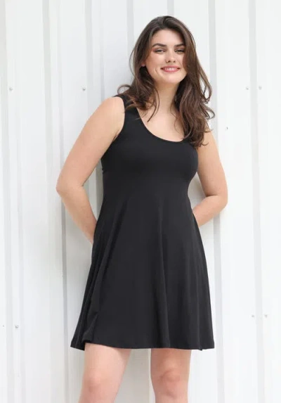 24seven Comfort Apparel Sleeveless A-line Fit And Flare Skater Dress In Green