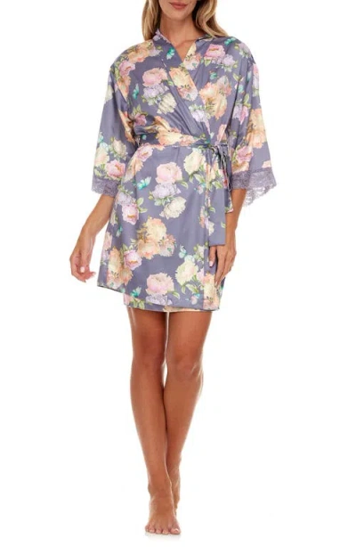 Flora Nikrooz Sabrina Floral Print Satin Short Pajamas & Robe Set In Multi