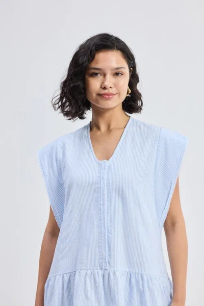 Reistor Oversized V-neck Short Dress With Concealed Placket
