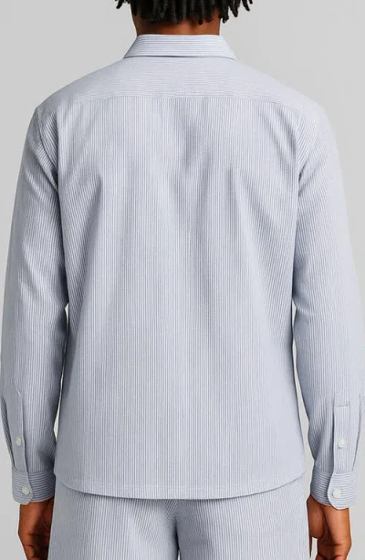 D.rt Stripe Button-up Cotton Blend Oxford Shirt In Blue