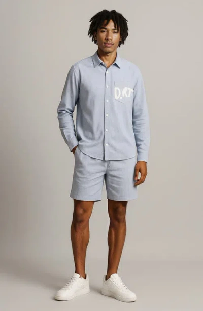 D.rt Stripe Button-up Cotton Blend Oxford Shirt In Blue