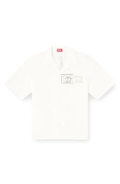 Diesel ® S-brack-a-hgbs Organic Cotton Bowling Shirt In White
