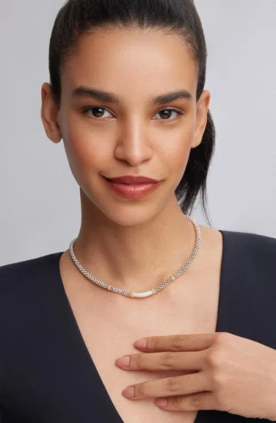 Lagos 18k Gold & Sterling Silver Diamond Lux Single Station Necklace, 16