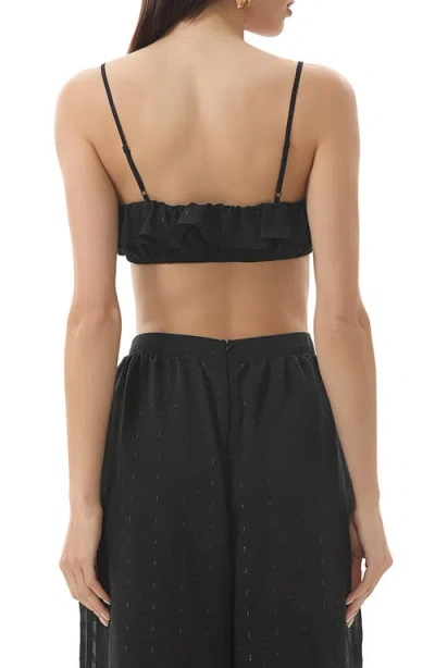 Afrm Kathleen Ruffle Clip Dot Crop Camisole In Black