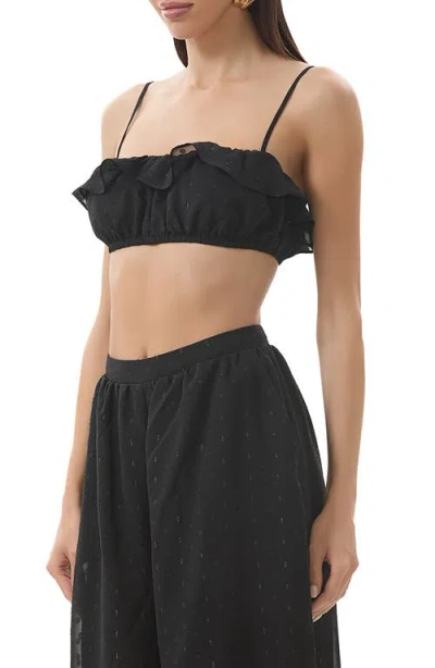 Afrm Kathleen Ruffle Clip Dot Crop Camisole In Black