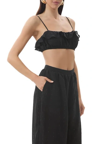 Afrm Kathleen Ruffle Clip Dot Crop Camisole In Black