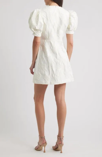 Sister Jane Anemone Puff Sleeve Jacquard Minidress In White