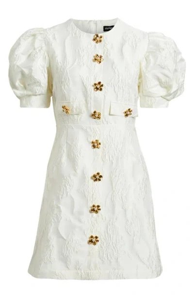 Sister Jane Anemone Puff Sleeve Jacquard Minidress In White