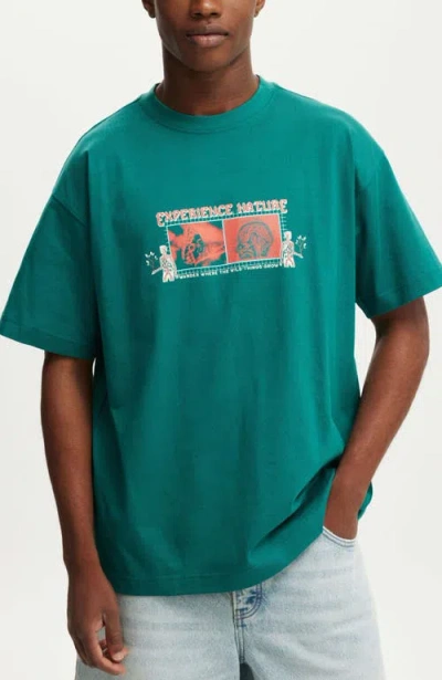 Cotton On Box Fit Graphic T-shirt In Green