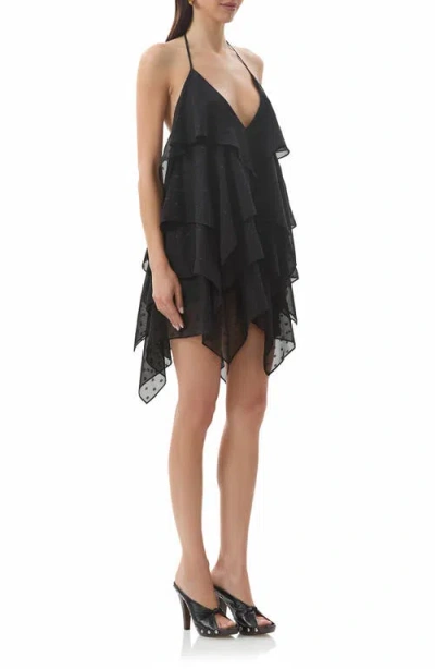 Afrm Decima Clip Dot Minidress In Black
