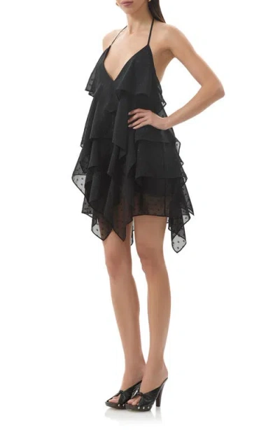 Afrm Decima Clip Dot Minidress In Black