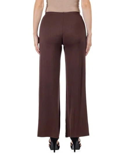 24seven Comfort Apparel Comfortable Solid Color Palazzo Pants In Brown