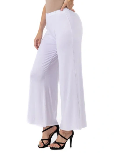24seven Comfort Apparel Petite Comfortable Solid Color Palazzo Wide Leg Pants In Multi