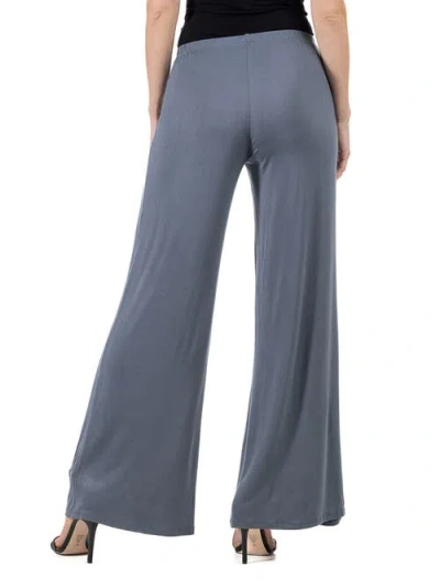 24seven Comfort Apparel Elastic Waist Stretch Flare Pants In Gray