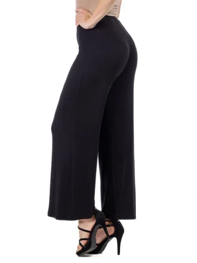 24seven Comfort Apparel Comfortable Solid Color Palazzo Pants In Black