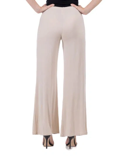 24seven Comfort Apparel Comfortable Solid Color Palazzo Pants In Neutral