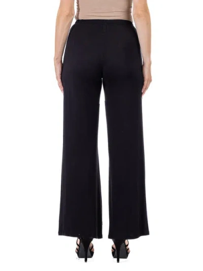 24seven Comfort Apparel Comfortable Solid Color Palazzo Pants In Black