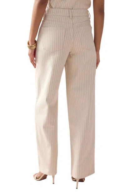 Next Stripe Straight Leg Jeans In Neutral