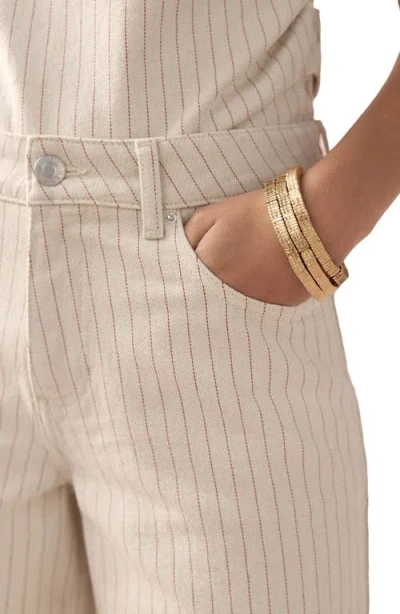 Next Stripe Straight Leg Jeans In Neutral