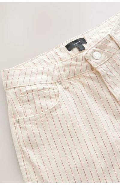 Next Stripe Straight Leg Jeans In Neutral
