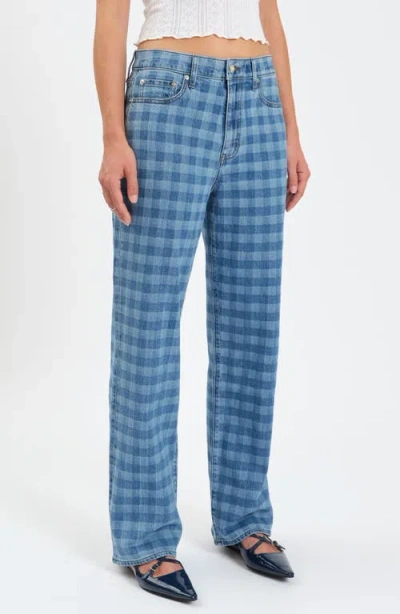 Daze 1999 Ripped High Waist Straight Leg Jeans In Blue