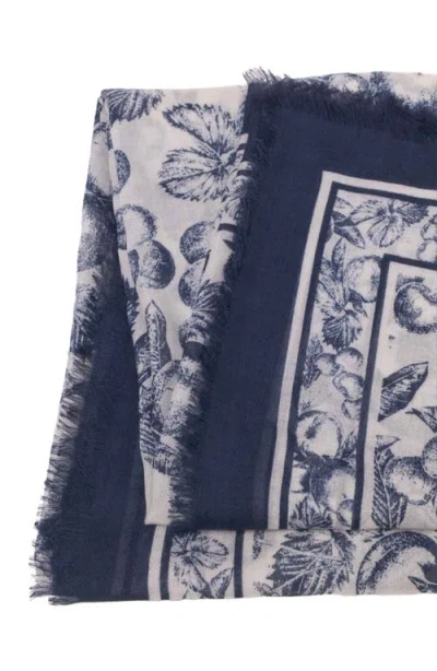 Maje Womens Fruit-print Modal And Cashmere Shawl Blue Fruits Print In Blue