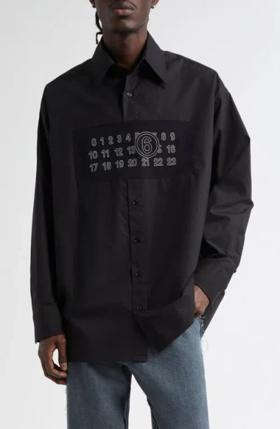 Mm6 Maison Margiela Numeric Motif Button-up Shirt In Black