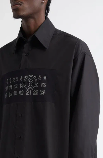 Mm6 Maison Margiela Numeric Motif Button-up Shirt In Black