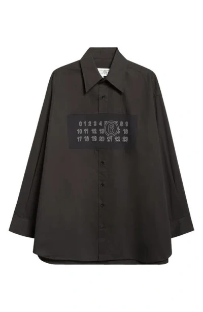 Mm6 Maison Margiela Numeric Motif Button-up Shirt In Black
