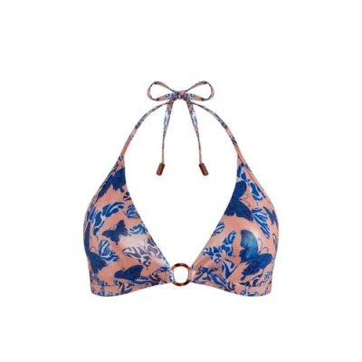 Vilebrequin Halter Bikini Top Disco Butterflly In Pink