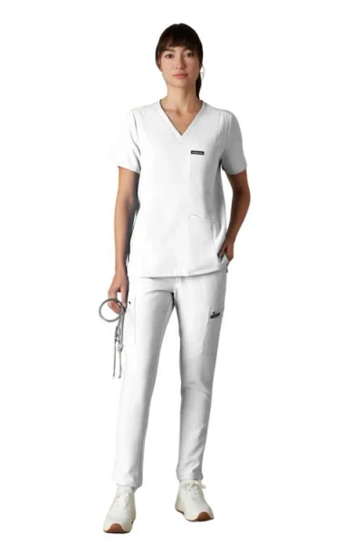 Members Only Siena 5-pocket V-neck Scrub Top In White