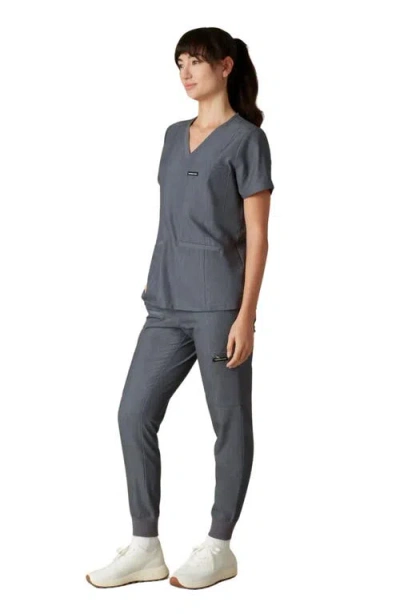 Members Only Siena 5-pocket V-neck Scrub Top In Gray