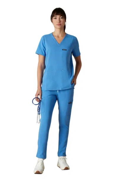 Members Only Bari 1-pocket V-neck Scrub Top For Women In Blue
