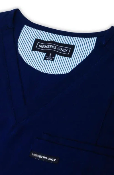 Members Only Siena 5-pocket V-neck Scrub Top In Blue