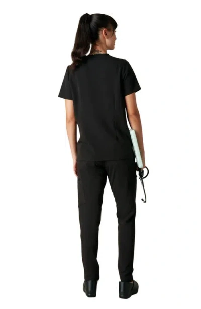 Members Only Siena 5-pocket V-neck Scrub Top In Black