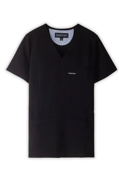 Members Only Siena 5-pocket V-neck Scrub Top In Black