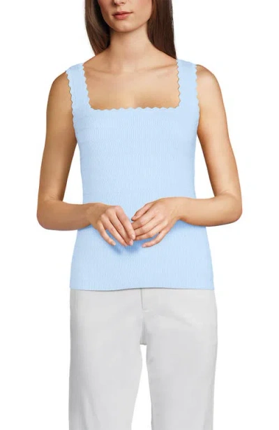 Lands' End High Retention Square Neck Tank Sweater In Blue