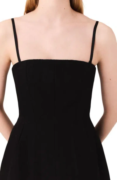 Maje Short Strapless Linen Dress In Black