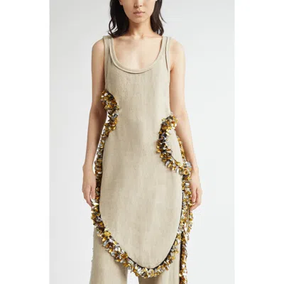 Diotima Scatter Fringe Cutout Wool Midi Dress In Neutral