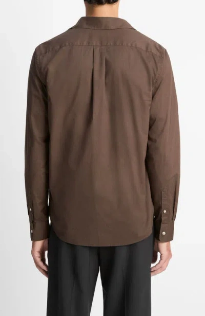 Vince Cotton Poplin Button-up Shirt In Brown