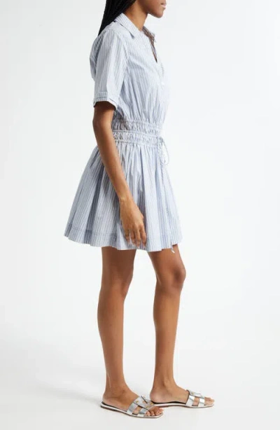 Veronica Beard Susan Stripe Cotton Blend Shirtdress In Blue