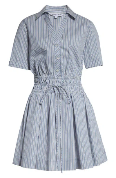 Veronica Beard Susan Stripe Cotton Blend Shirtdress In Blue